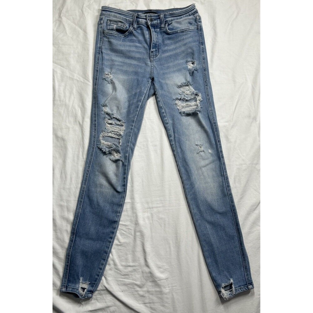Flying Monkey Jeans Women's Size 26 Blue  Mid Rise Skinny Distressed Stretch EUC